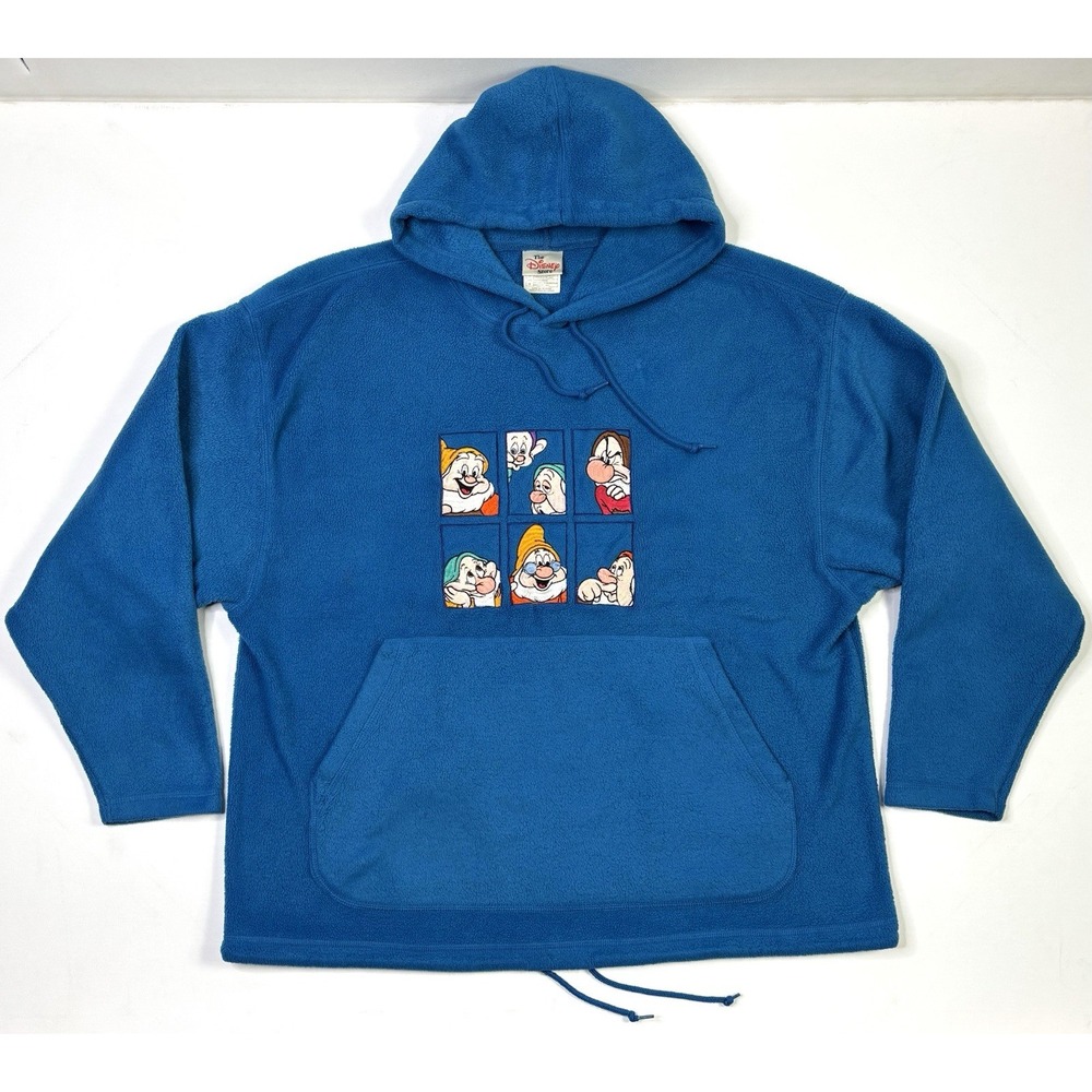 Vintage Disney Snow White's Seven Dwarves Hoodie Medium Fleece Pullover